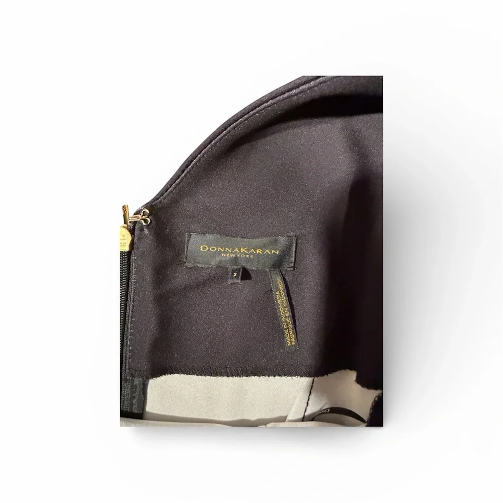 Donna Karan Black Dress with Red Floral Design - SIZE 2 - NWOT - Picture 3 of 8